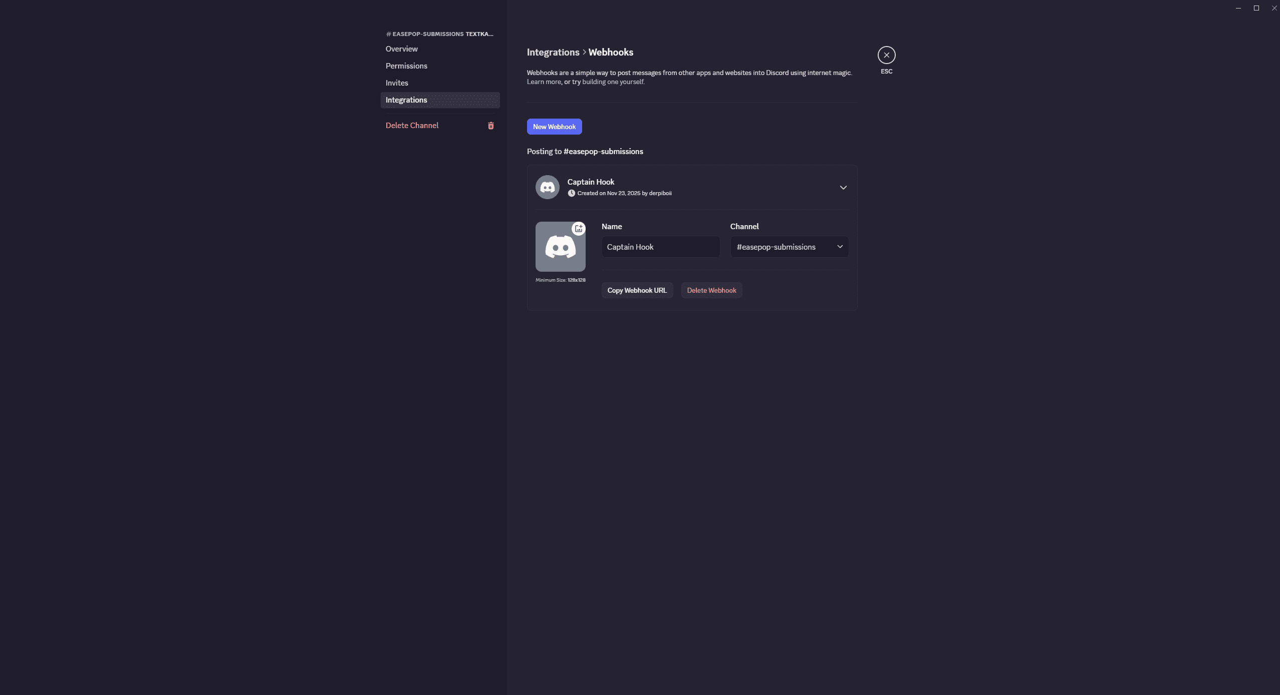 Discord Webhook Screen